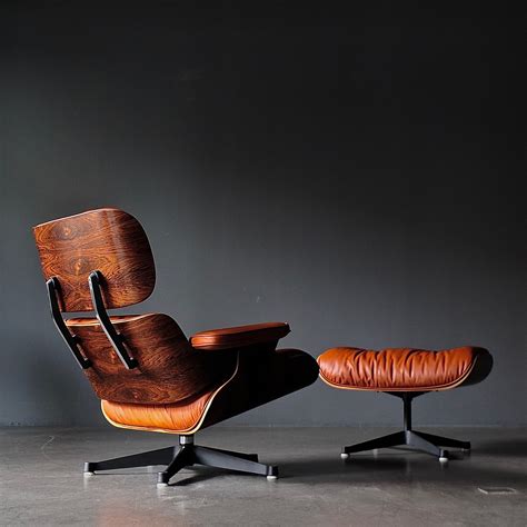 1970's fabric lounge chair with metal frame|1970s Rosewood Eames Lounge Chair & Ottoman.